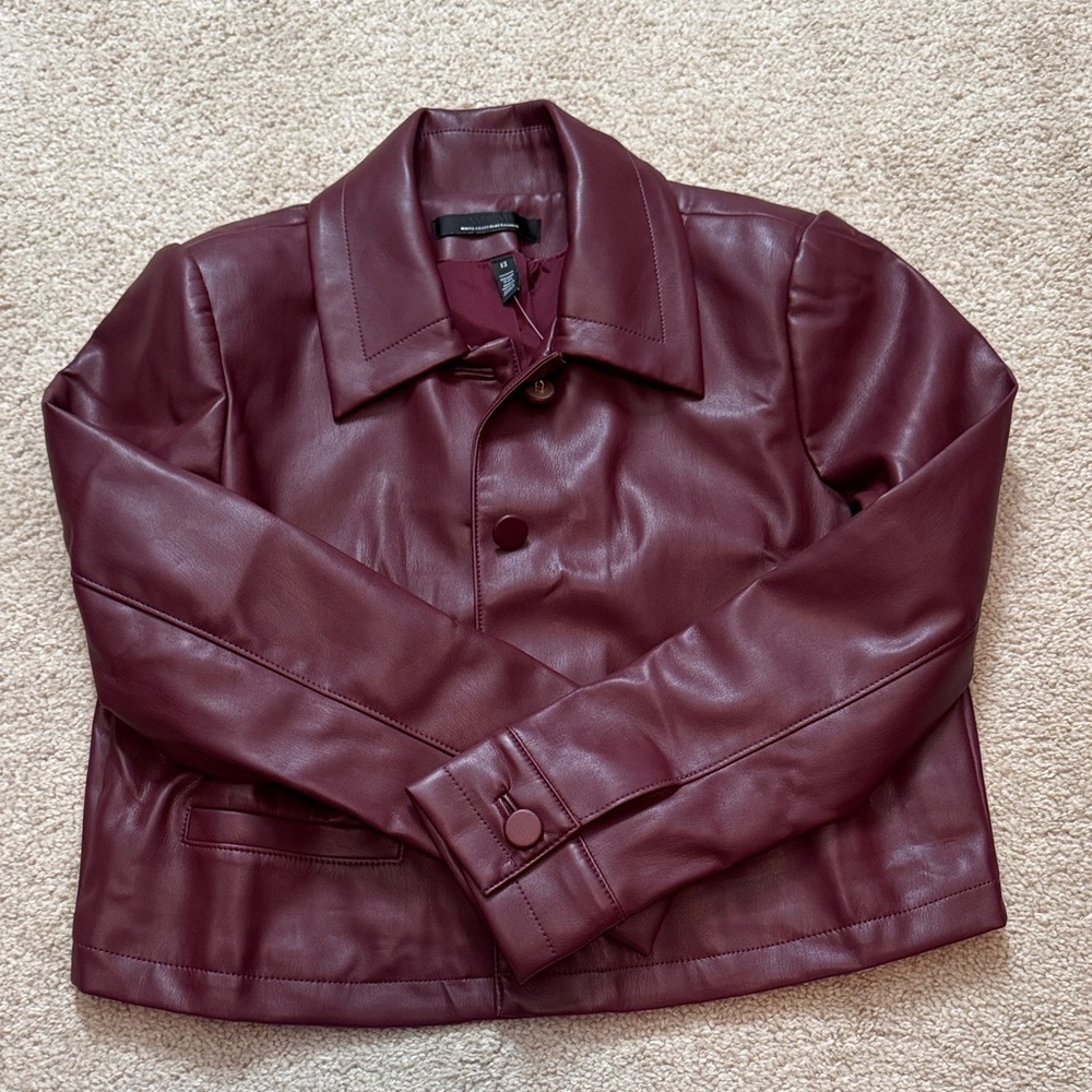 White House Black Market Burgundy Leather Jacket